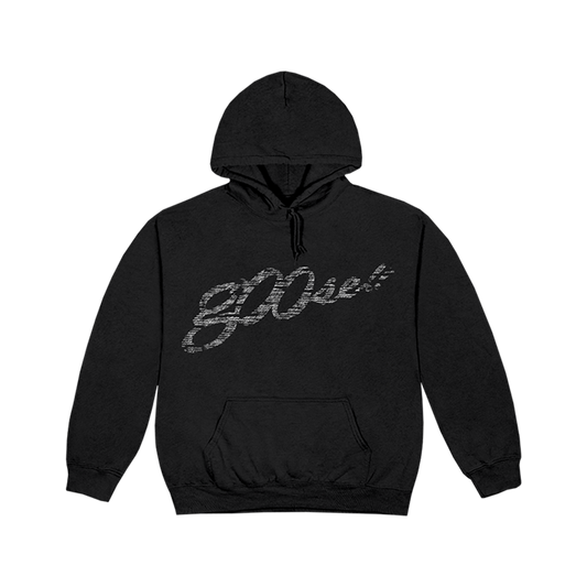 Black hoodie with g00se logo on front